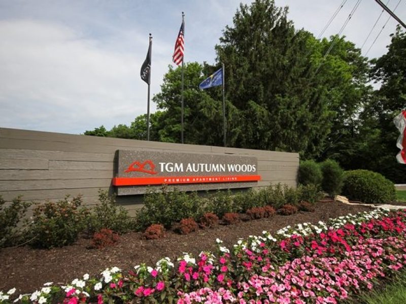 This image showcase the TGM Autumn Woods entrance gate through the apartment in Indianapolis, IN